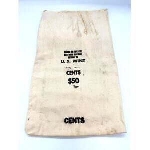 Vintage U.S. Mint Canvas Coin Cents Bank Bag $50